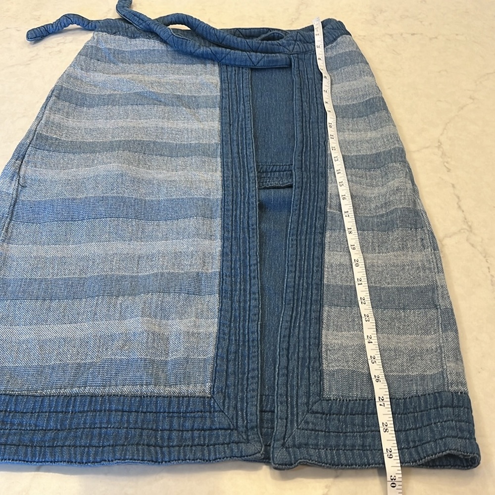 Free People Blue Striped High-Low Denim Wrap Skirt - Picture 10 of 10
